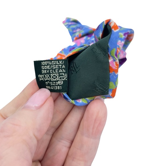 Lauren Ralph Lauren Silk Tie OS Blue Pink Multi - Picture 12 of 13